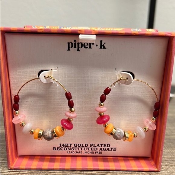 Piper K | Vibrant Reconstituted Agate Hoops ✨ - Picture 1 of 7